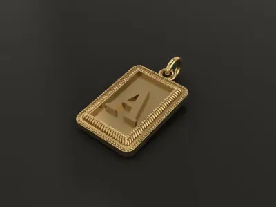 Antique Vintage Style Box Rectangle Letter Frame Pendant STYLE 2 3D print model