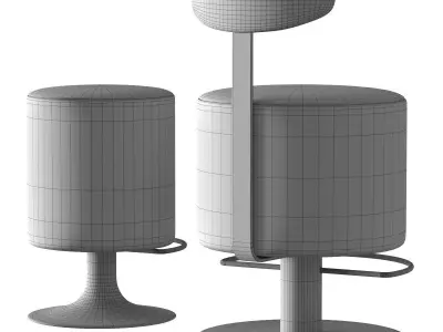 Leather bar stools Low-poly 3D model