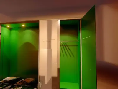 wardrobe and bed design 2 green and white  3D model