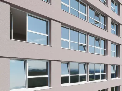 High detailed PVC windows kit for architecture in Blender 3D model
