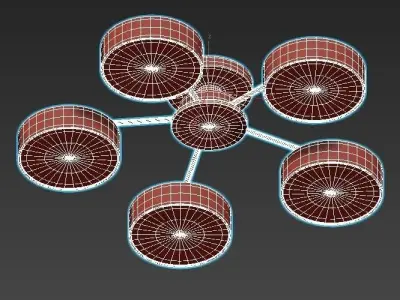 movee five light ceiling fixture in mint 3D model