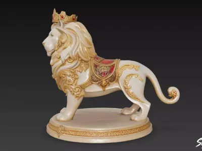 Lion Statue V44 Low-poly 3D model