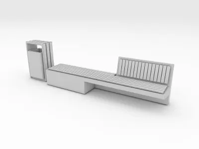 Bench Park 51 Low-poly 3D model