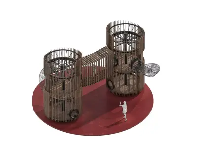 Playground 8 two wooden towers 3D model