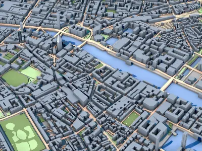 Dublin City Ireland 3D City Map Model 3D model