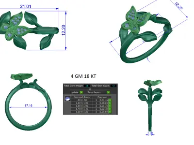 Women Ring  Render 3dm STL OBJ FBX Details 3D print model 239
