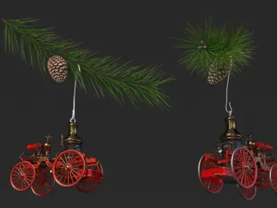  Toy Model Steam Fire Engine Christmas Branch 