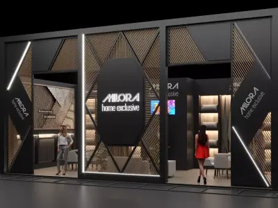 3-Modern Exhibition Booth 10x5m - 3ds Max - Corona Renderer Low-poly 3D model