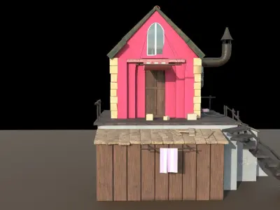 home for game Low-poly 3D model