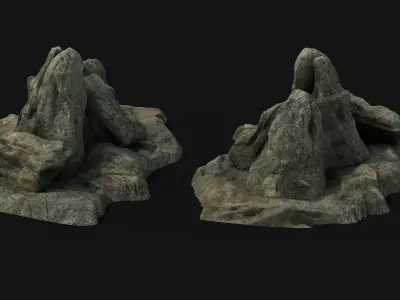 realistic concrete stream cliff stone boulder 3D model