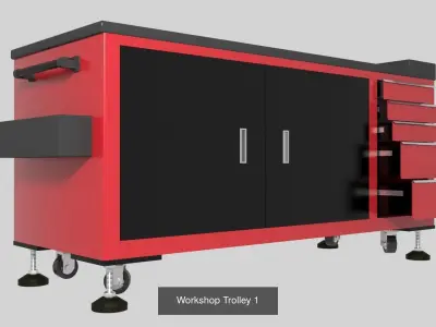 Workshop Service Trolley set 3D Model Pack