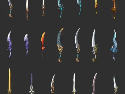 Fantasy Sword Weapon Collection Low-poly 3D model