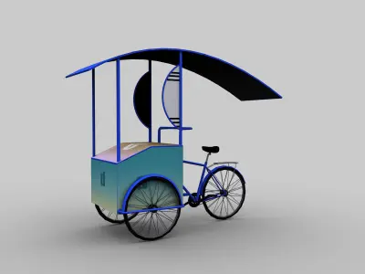 Ice Cream Cart Low-poly 3D model