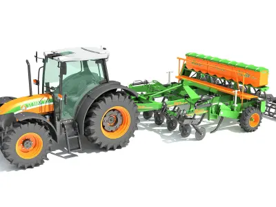 Stara Tractor with Seed Drill 3D model