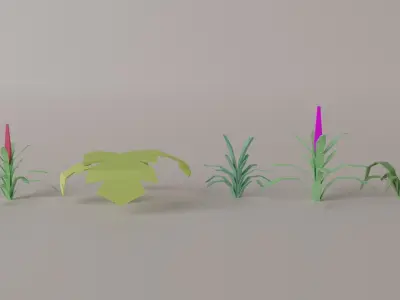 Cartoon Plant Collection Low-poly 3D model