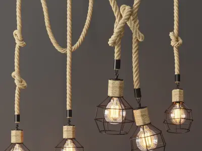 Pendant lamp LOFT ROPE CHANDELIER CAGE Mono 3D model