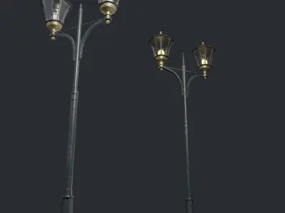 Standart Street Lamp whith double stand 3D model