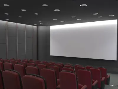 Cinema auditorium with seats and steps 3D model