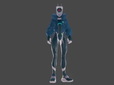 Cyberpunk Robot Low-poly 3D model