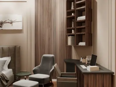 Extremely detailed bedroom scene design  3D model