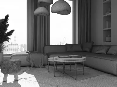 living room Low-poly 3D model 17