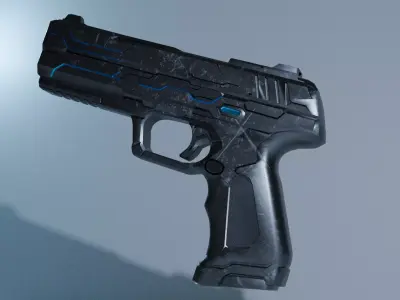 Sc-iFi Weapon Pack Pistol-Knife-SMG Low-poly 3D model