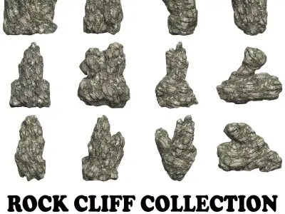 Low Poly Rock Cliff Collection Low-poly 3D model