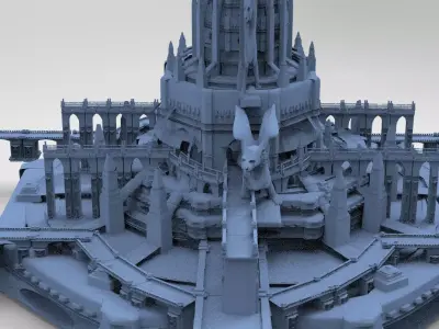 Medieval Lion Tower Fort 4 3D model