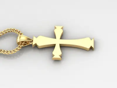 Light Gold 18K Cross Pendant 1CP048 3D print model