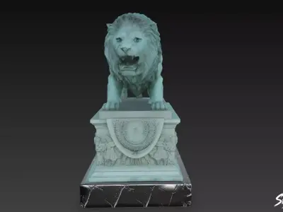 Lion Statue V16 Low-poly 3D model