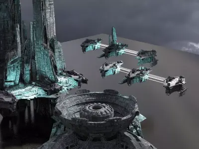 Sci-fi Mega Dome City 3D model