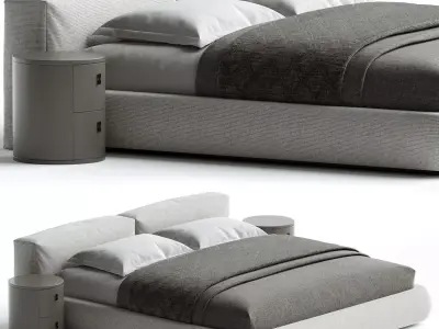 Amos Boucle White Contemporary Rectangular  3D model