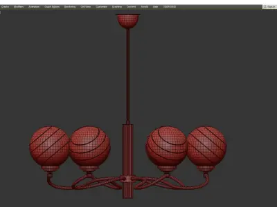 Murano Glass and Brass Chandelier Low-poly 3D model