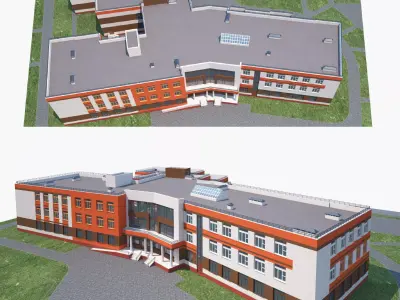 School and landscape 3D model