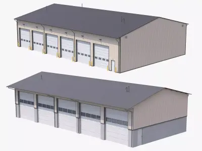 2 Industrial Buildings PBR 3D Model Pack
