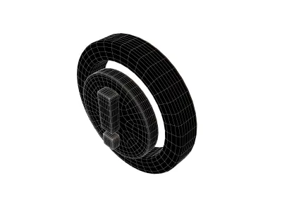 Battery Circle with Exclamation Mark Symbol v1 005 Low-poly 3D model