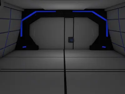sci fi corridor 3D model 9