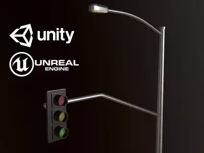 Traffic Light - PBR Game Ready Low-poly 3D model