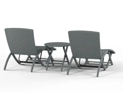  Havenside Home Plymouth Grey 5-piece Chair Table Rattan Set 3D model