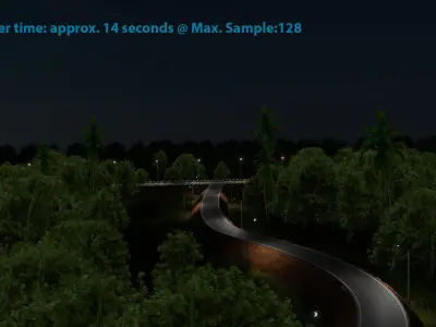 Forest Highway Road with Day-Night Simulation 3D model
