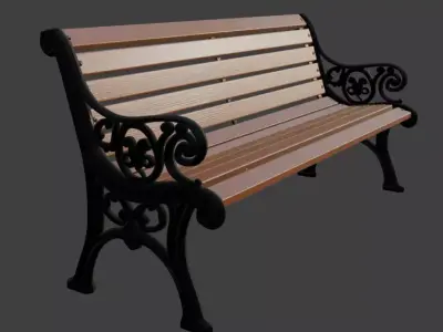 Classic Park Bench 3D Model 3D model