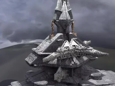 Ra Has Returned Sci-Fi City Tower ruin 11 3D model