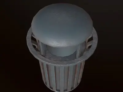 City Trash Can - PBR Game Ready Low-poly 3D model