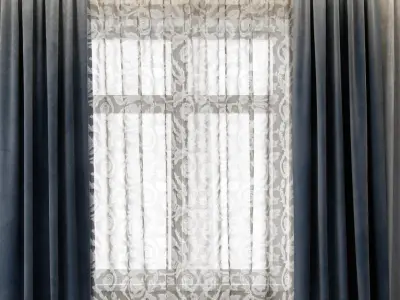 Curtains 4 curtain with drapes 3D model