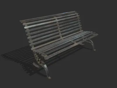 Bench 07 Low Poly PBR Realistic Low-poly 3D model