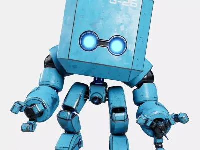 Cute Space Robot Rigged G-26 Blue 3D model