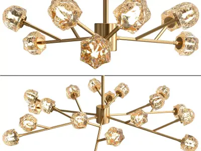 ORION gold chandelier with crystals hanging from it 3D model
