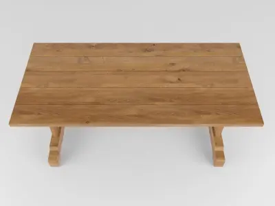 Wooden table for garden 3D model