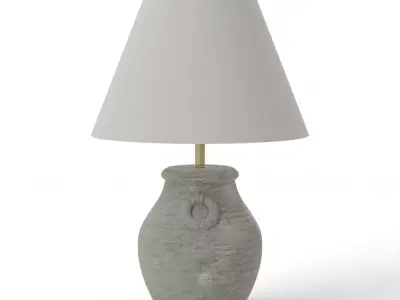 Artisanal Terracotta Table Lamp in Weathered Grey Low-poly 3D model