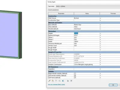 Door or window - Possibility to add side by side - Revit Family  Free low-poly 3D model